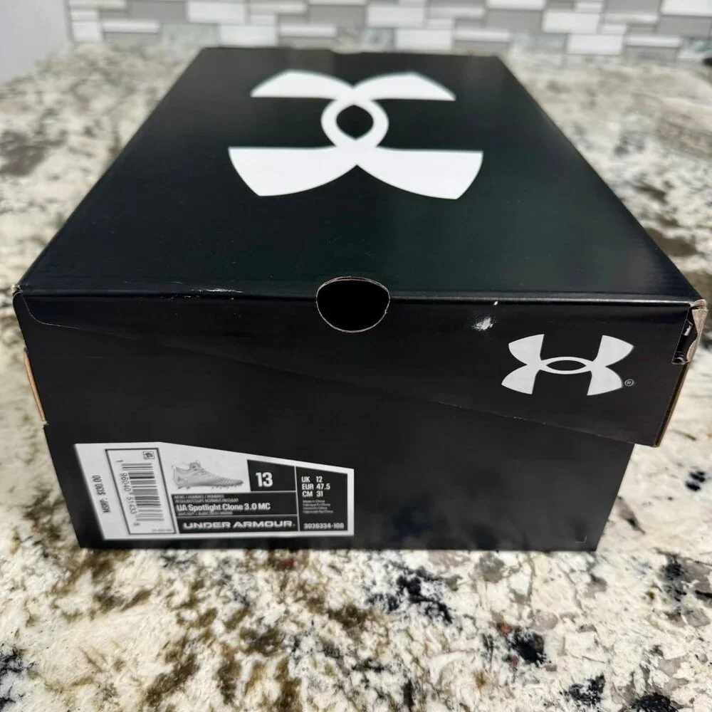 Under Armour - Spotlight Clone 3.0 MC Mens Football Cleats‎ White-Navy - Picture 4 of 8